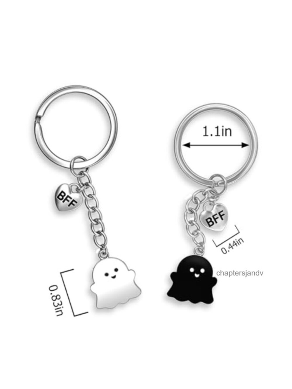 Funny Best Friend Ghost Keychain Set Stainless Steel BFF Gift - Picture 4 of 4